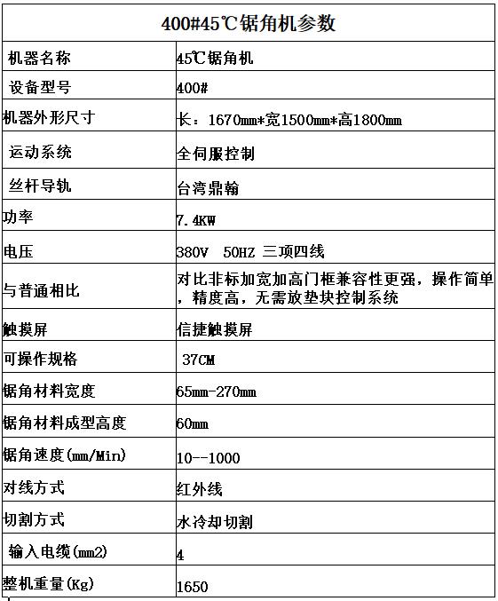 數(shù)控門框45度鋸角機